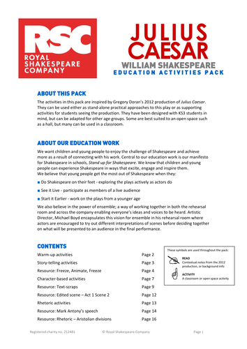 Julius Caesar 2012 Teacher Pack