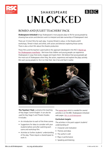 Romeo and Juliet 2011 Teacher Pack (Shakespeare Unlocked)