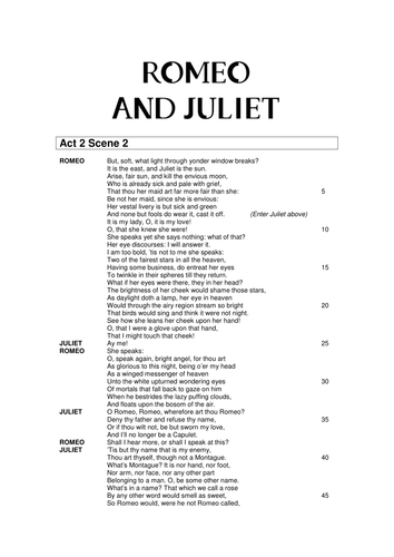 william shakespeare romeo and juliet script