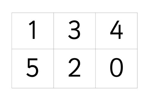 Number 0-5 bingo