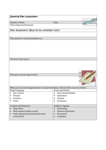 Peer Assessment Sheet