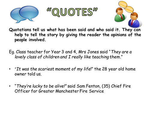 How To Use Quotation Marks In Reporting Teaching Resources
