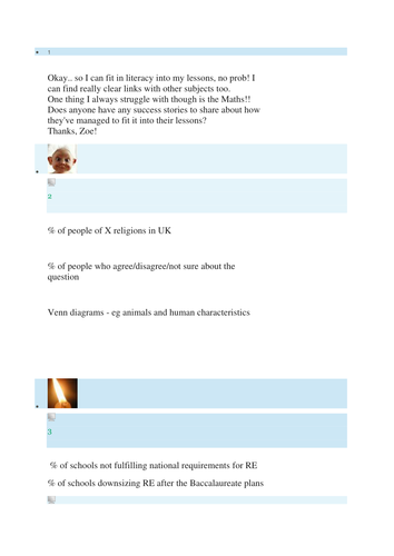 Cross curricular Maths topics to use with RE