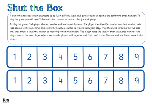 Shut the Box Maths Game