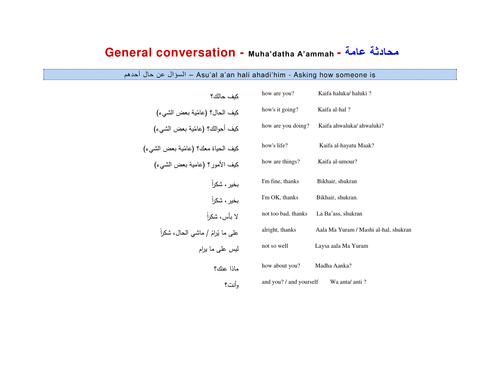 General conversation - Arabic