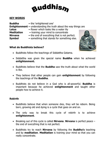 buddhism intro worksheet 2011 doc teaching resources