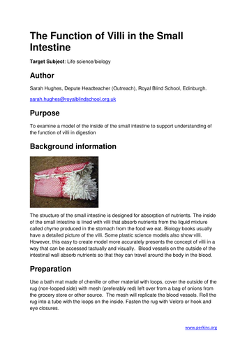 Function of Villi in the Small Intestine.