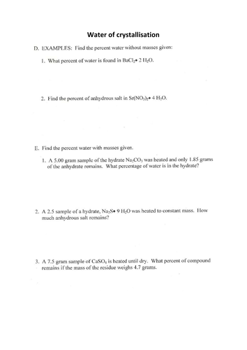 Water Of Crystallisation Teaching Resources