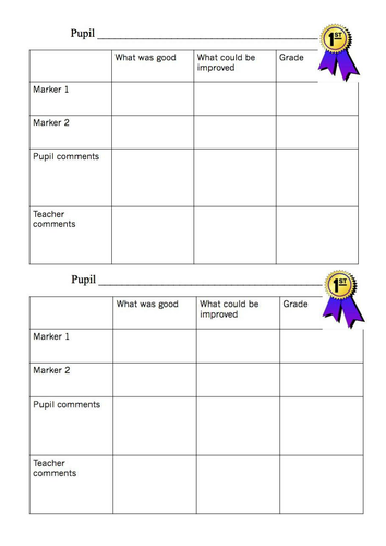Pupil AFL peer assessment and feedback form