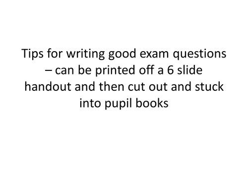 Improving exam technique - writing questions tips