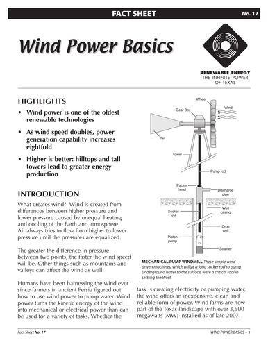 Biomass and wind power fact sheets