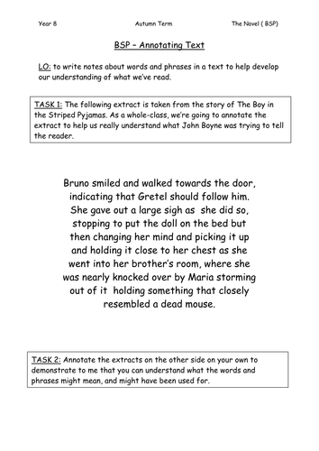 Boy in striped pyjamas essay plan