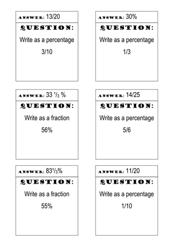 Treasure hunt - Fractions and percentages