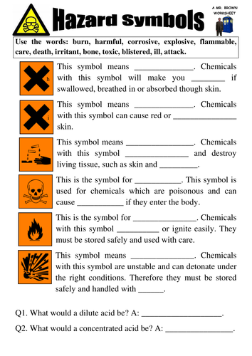 hazard symbols worksheets by danbrown360 teaching resources tes