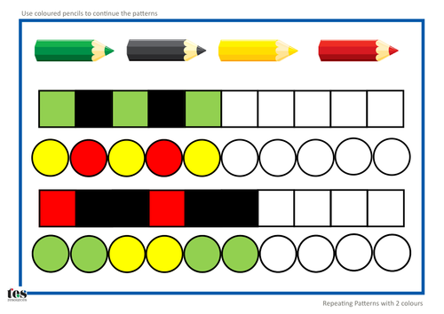 TEACCH/Workstation ideas: Patterns with 2 colours