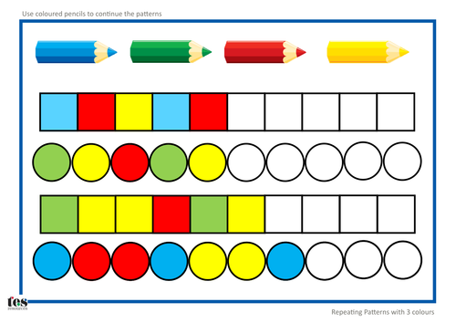 TEACCH/Workstation ideas: Patterns with 3 colours