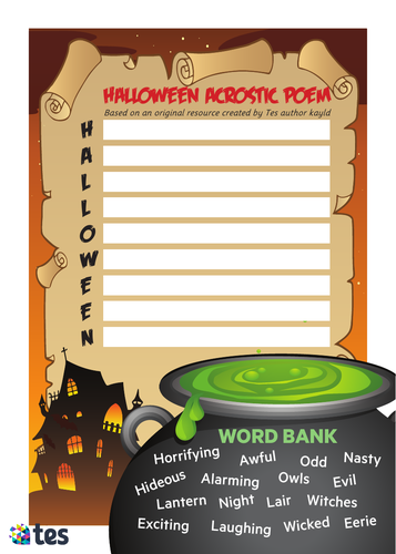 Tes Halloween Acrostic Poem Templates
