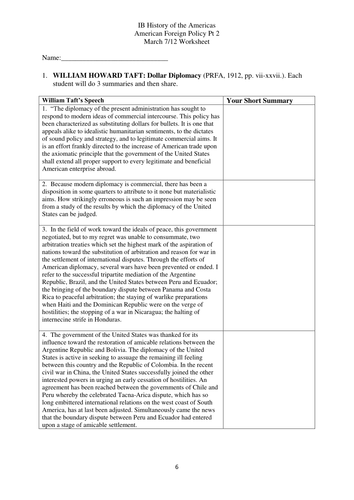 American Foreign Policy 1900 1914 Taft Wilson Teaching Resources
