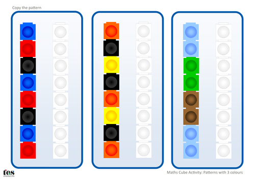 Copy the Maths Cube Patterns: 3 Colour | Teaching Resources