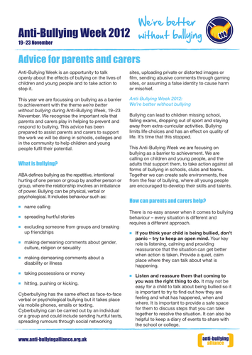 Anti-Bullying Week 2012 Guide for Parents&Carers