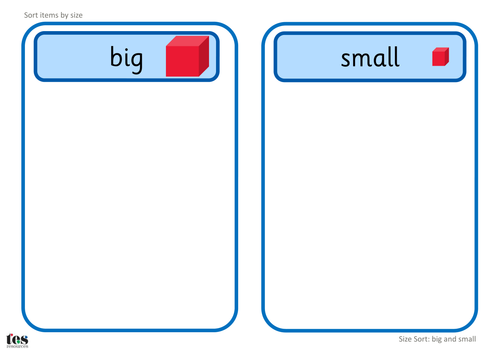 Sorting by size: big & Small activity worksheet 