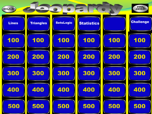 IB Maths Studies Jeopardy Revision Game
