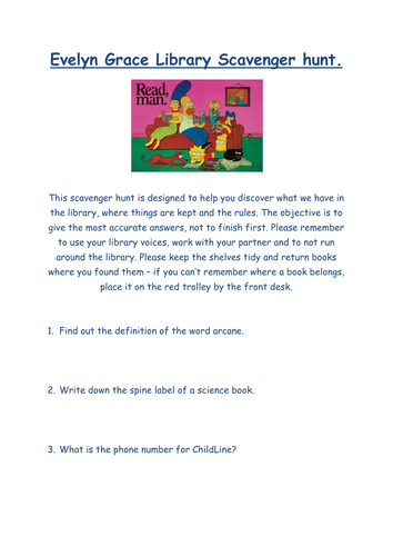 Library Scavenger Hunt | Teaching Resources