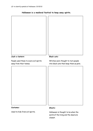 Halloween RE/History worksheet