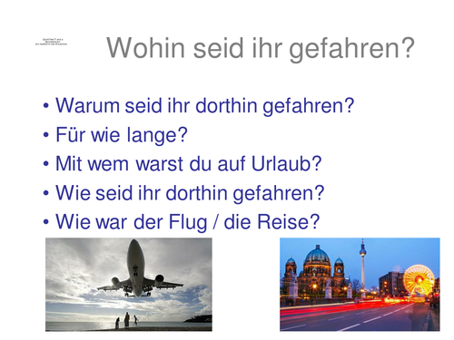 URLAUB / FERIEN Diskussionsfragen