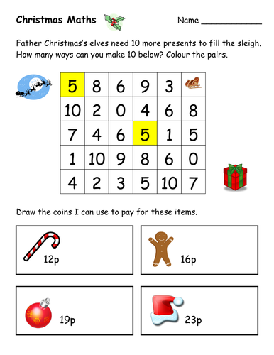 Maths Christmas Worksheets Teaching Resources