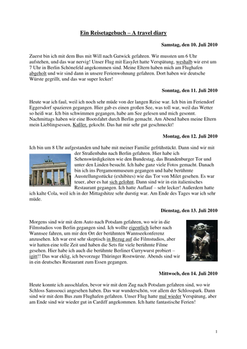Reisetagebuch Travel Diary Topic Ferien Teaching Resources