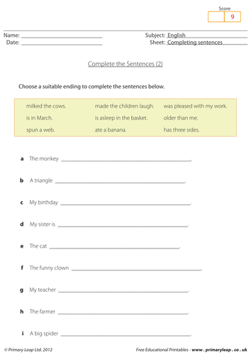 Complete the sentences (2)