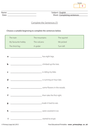 Complete the sentences (7)