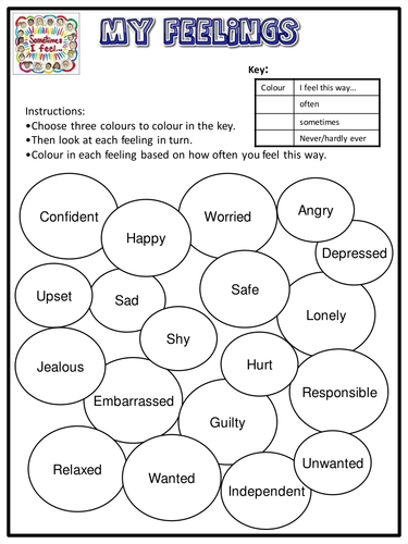 my feelings worksheet emotional literacy teaching resources