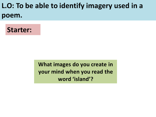 Imagery used in the poem 'Island Man'