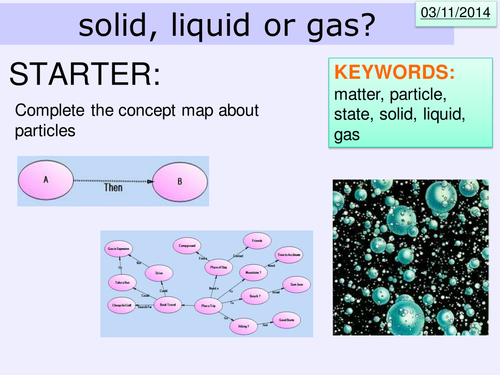 Particles lesson 1 KS3 Year 7 - Solid, liquid, gas