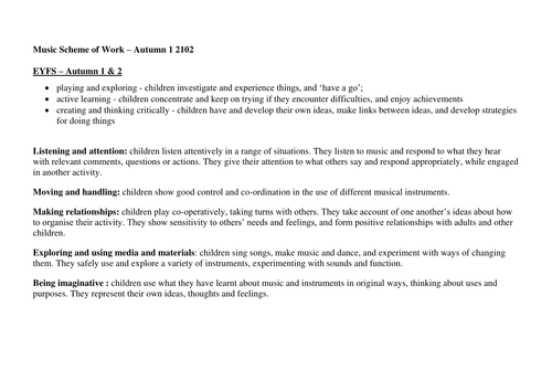 Music SoW for whole school for one half term.