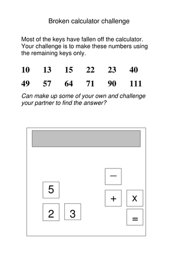 Broken Calculator Challenge | Teaching Resources