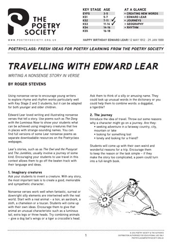 Travelling with Edward Lear (Poetry Society)