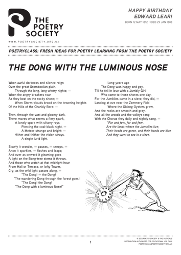 Illustrated Edward Lear poem (Poetry Society)