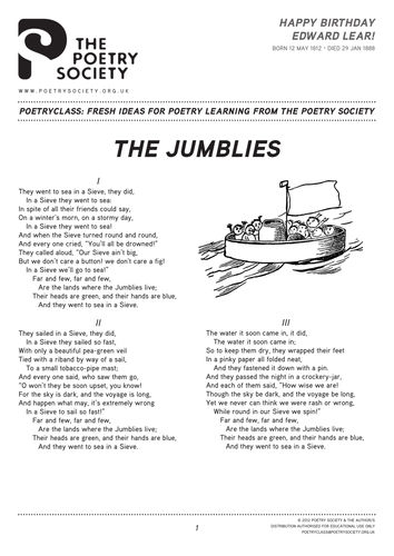 Illustrated Edward Lear poem (Poetry Society)