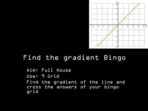 Find the gradient bingo
