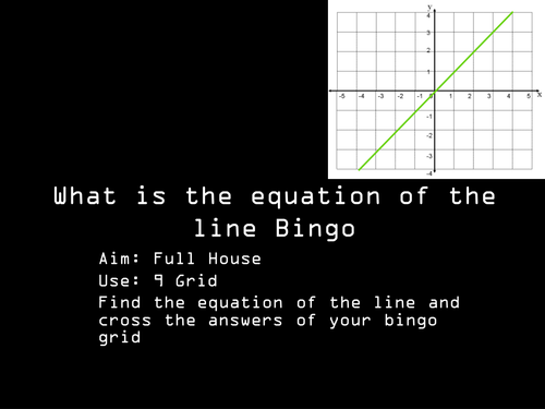 Find the equation of a line bingo