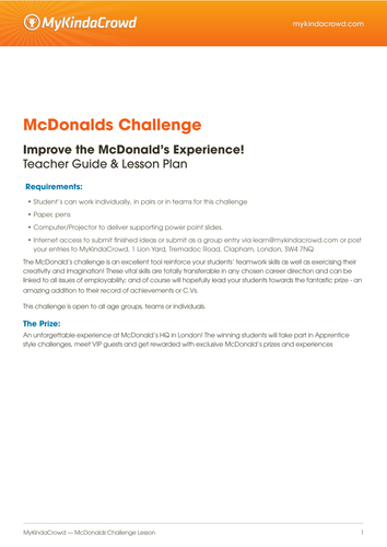 The MyKindaCrowd McDonald's Challenge