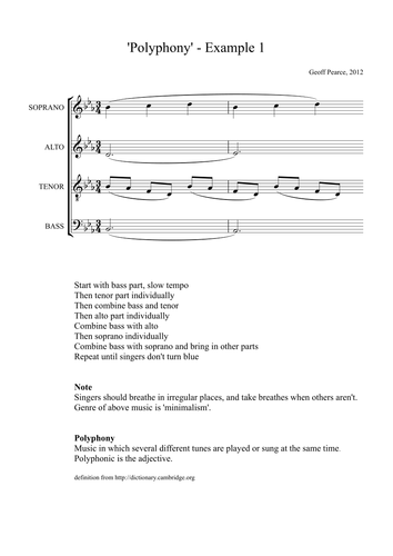 Polyphony - 4 part song and definition