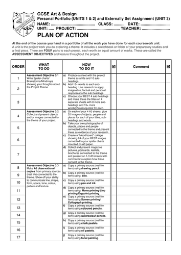 Gcse art coursework checklist 05 image
