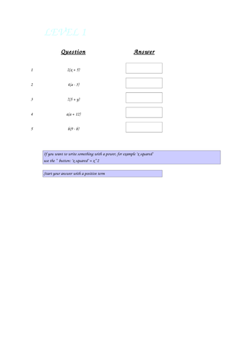 Multiplying out of Brackets