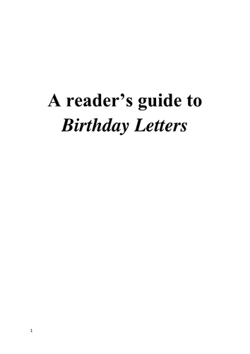 Ted Hughes and 'Birthday Letters'