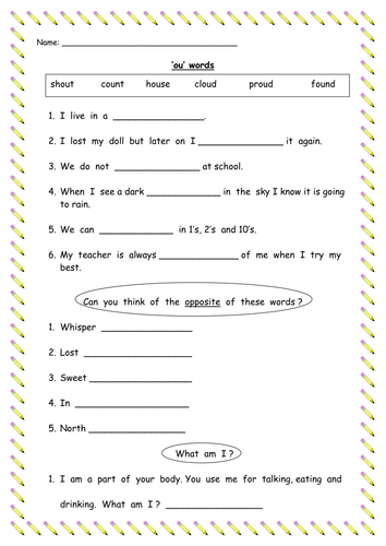 Teach child how to read: Ou Words Phonics Worksheets