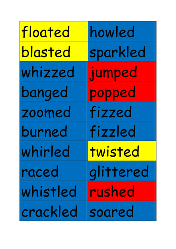 ed endings - firework verbs